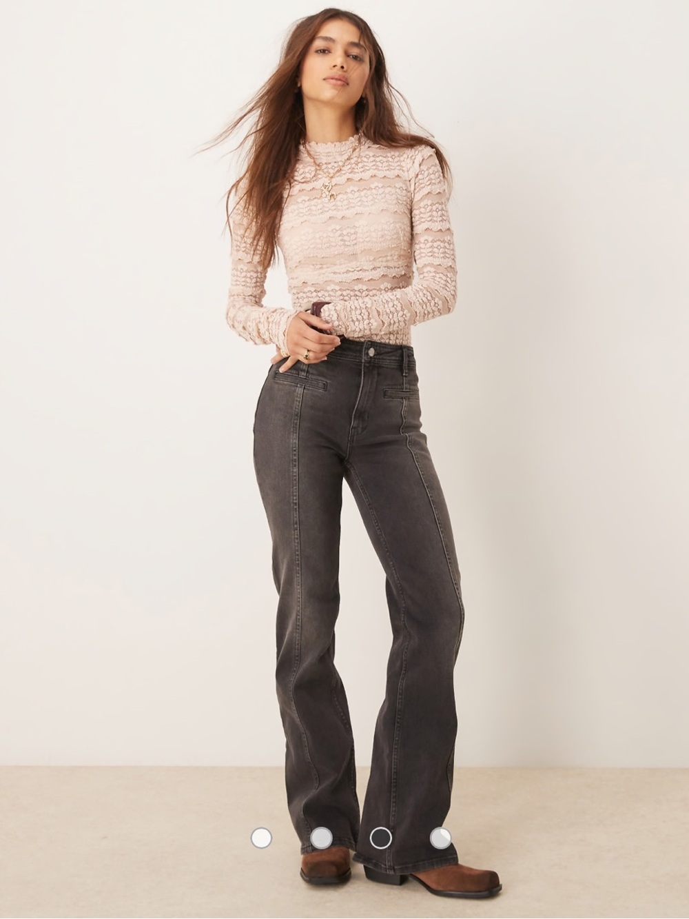 Free People Angelina Lace Bodysuit Neutral Cream NWT Small Romantic Boho - Picture 3 of 9